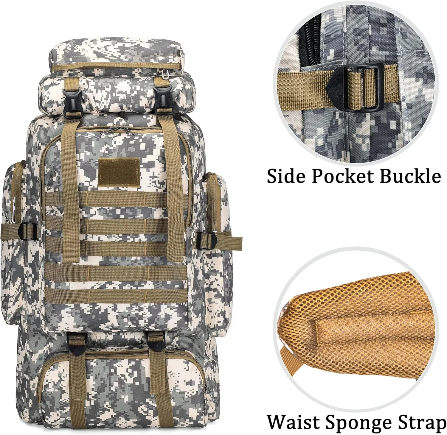 YFREAL 80L Hiking Camping Backpack,Hunting Backpack for Outdoor,Backpack Waterproof,Tactical Backpack for Men Women