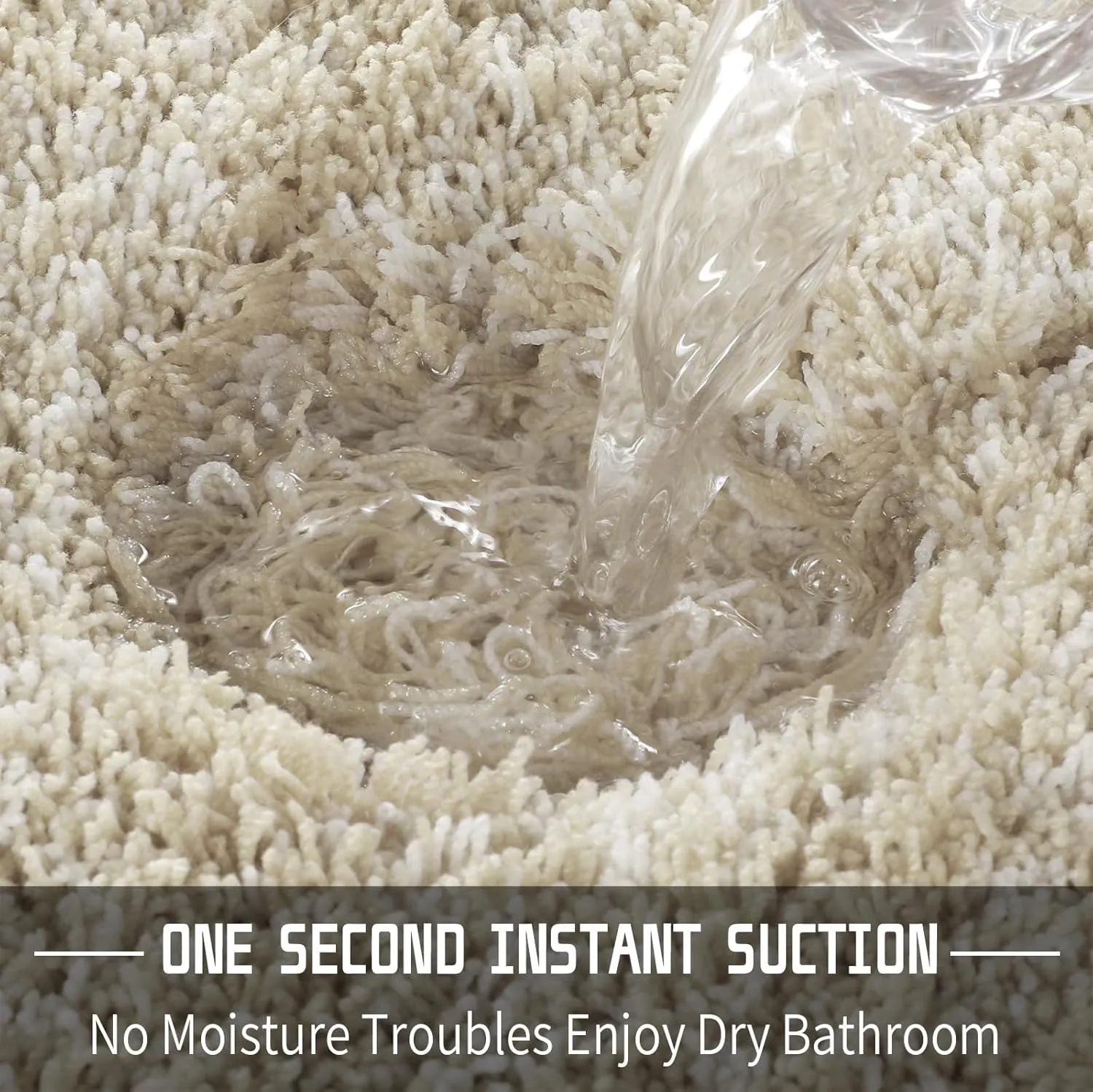 Yimobra Bathroom Rugs Non Slip Washable 24x17, Ultra Soft and Water Absorbent Bath Mats, Plush Fluffy Shower Mat Outside, Microfiber Thick Matts for Bathroom Floor/Sink, Light Beige and White
