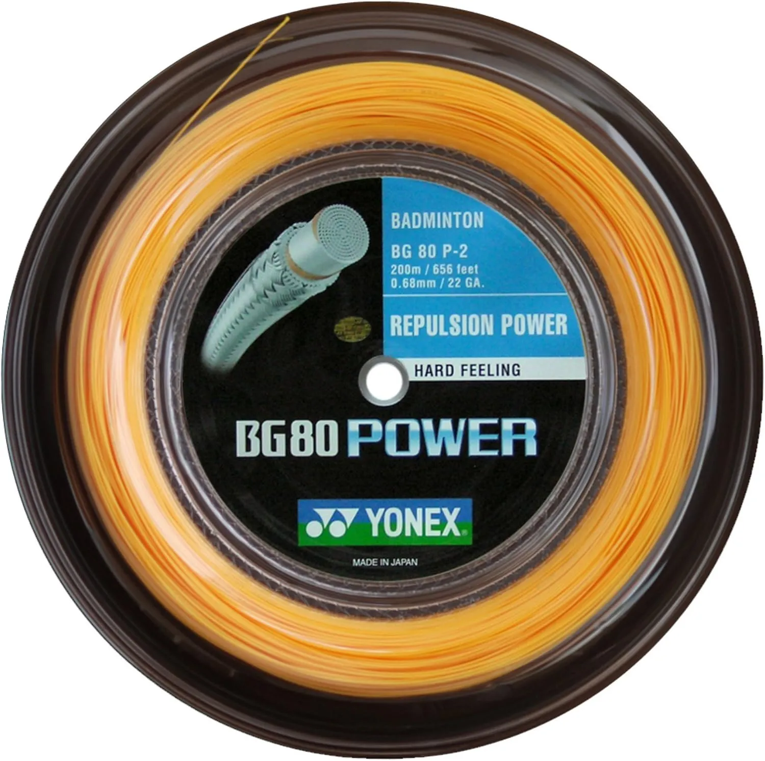 YONEX BG80 Power Badminton String - 200m Reel, Color- Orange