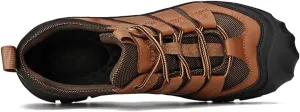 YONGJIA Men's Hiking Waterproof Casual Breathable Leather Outdoor Lightweight Non-Slip Walking Work Shoes