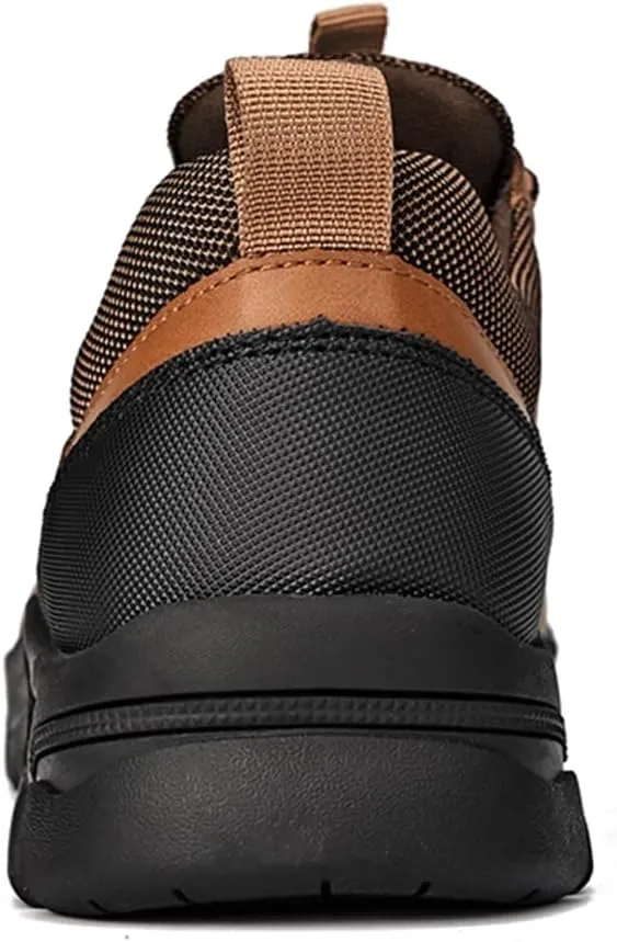 YONGJIA Men's Hiking Waterproof Casual Breathable Leather Outdoor Lightweight Non-Slip Walking Work Shoes