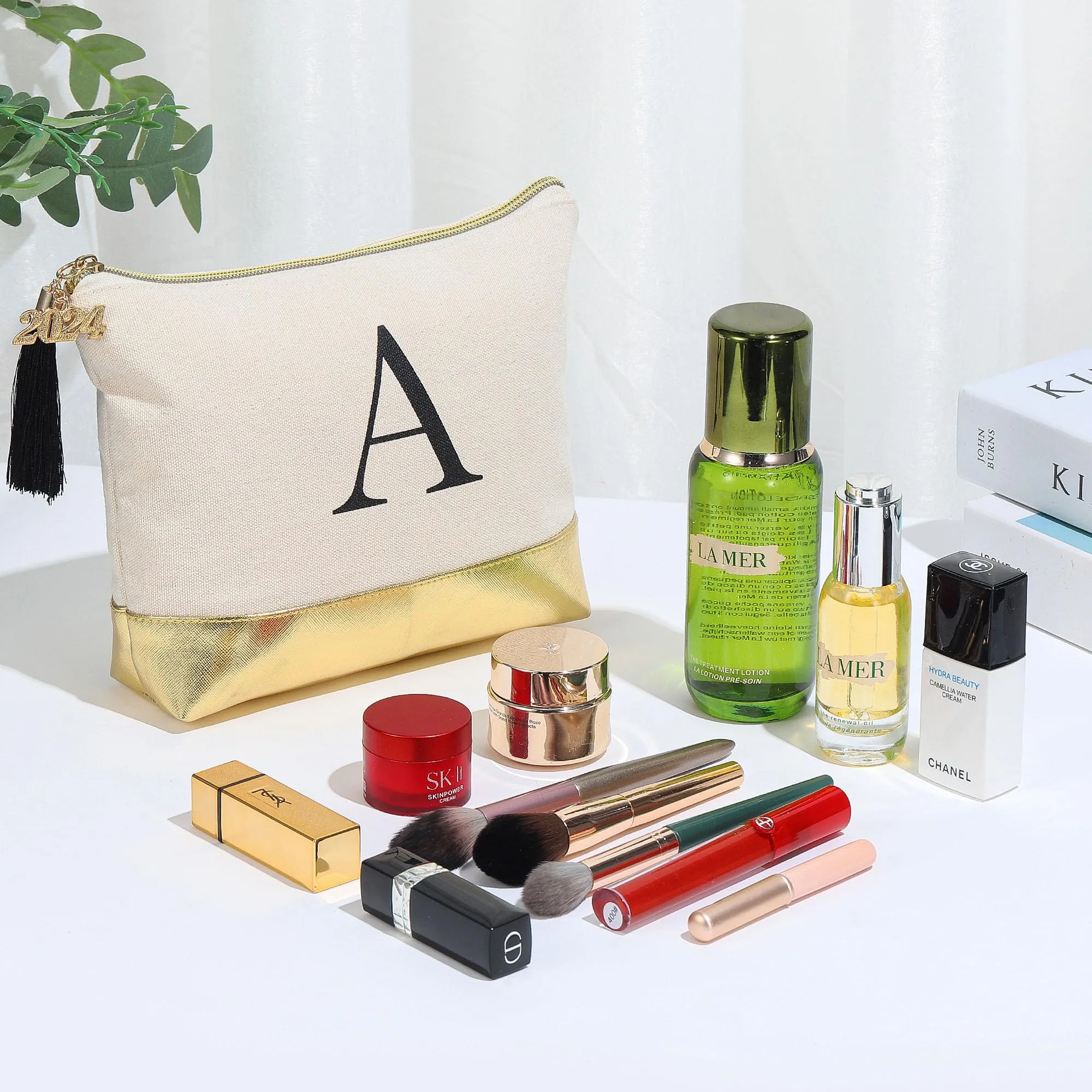 YOOLIFE 2024 Graduation Gifts, Initial Makeup Bag Graduation Gift for Women Class of 2024 Graduation Gifts Teen Girls Graduation Gifts Congratulations Gift Bulk Graduation Gifts Grad Gifts for Her A