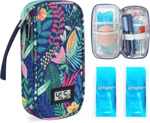 YOUSHARES Insulin Cooler Travel Case - TSA Approved Diabetic Medication Pen Cooling Bag with Temperature Display, Refrigerated Diabetes Supplies Organizer Insulated Storage Kit with 2 Ice Pack