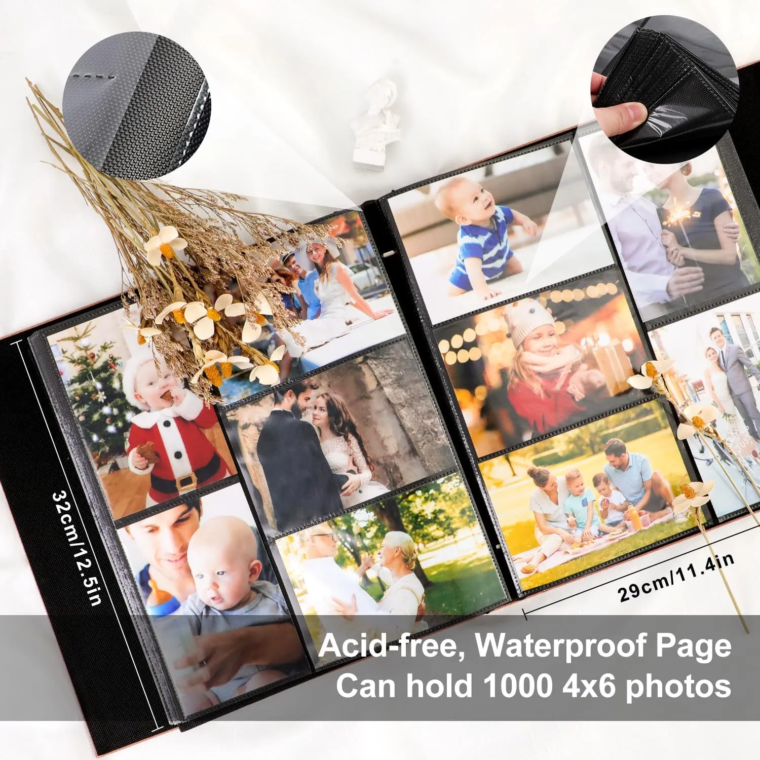 Ywlake Photo Album 4x6 1000 Pockets Photos, Extra Large Capacity Linen Cover Pictures Albums Holds 1000 Horizontal and Vertical Photos Purple