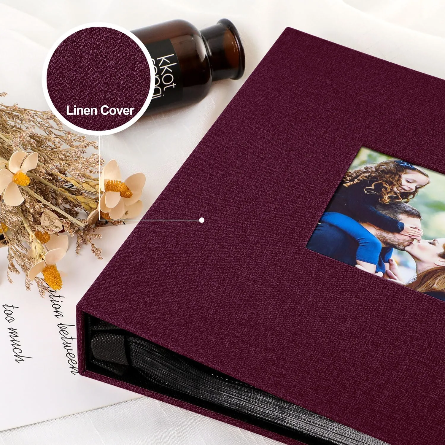 Ywlake Photo Album 4x6 1000 Pockets Photos, Extra Large Capacity Linen Cover Pictures Albums Holds 1000 Horizontal and Vertical Photos Purple