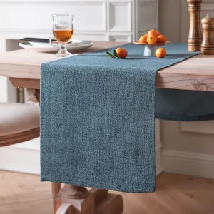 ZeeMart Burlap Style Farmhouse Table Runners 90 Inches Long, Blue Rustic Woven Dining Table Runner for Everyday Use, 14x90 Inches, Blue